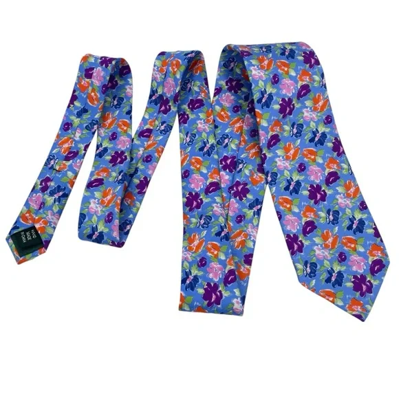 Lauren Ralph Lauren Silk Tie OS Blue Pink Multi - Picture 5 of 13